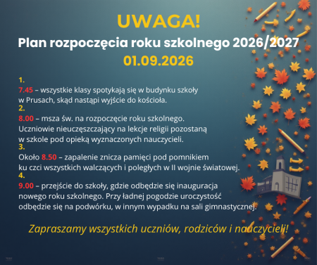 ROZPOCZYNAMY NOWY ROK SZKOLNY 2026/2027
