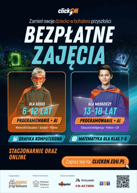 Bezpłatne warsztaty z programowania i nowych technologii - clickON